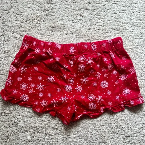 Snowflake, flannel sleep or lounge shorts - Picture 2 of 3